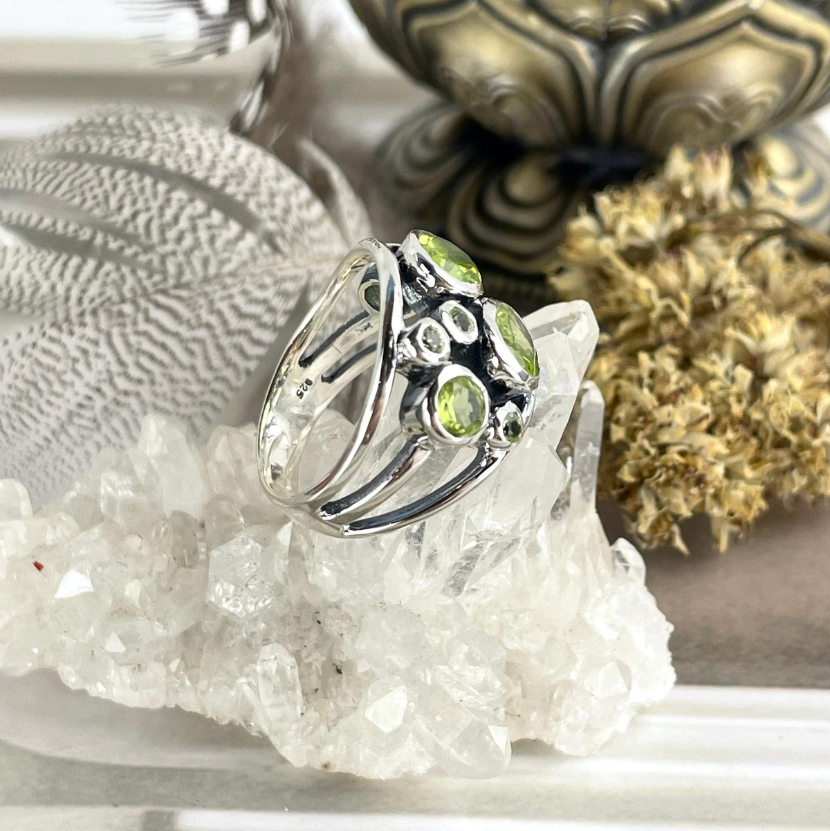 Green Gemstone Silver Ring