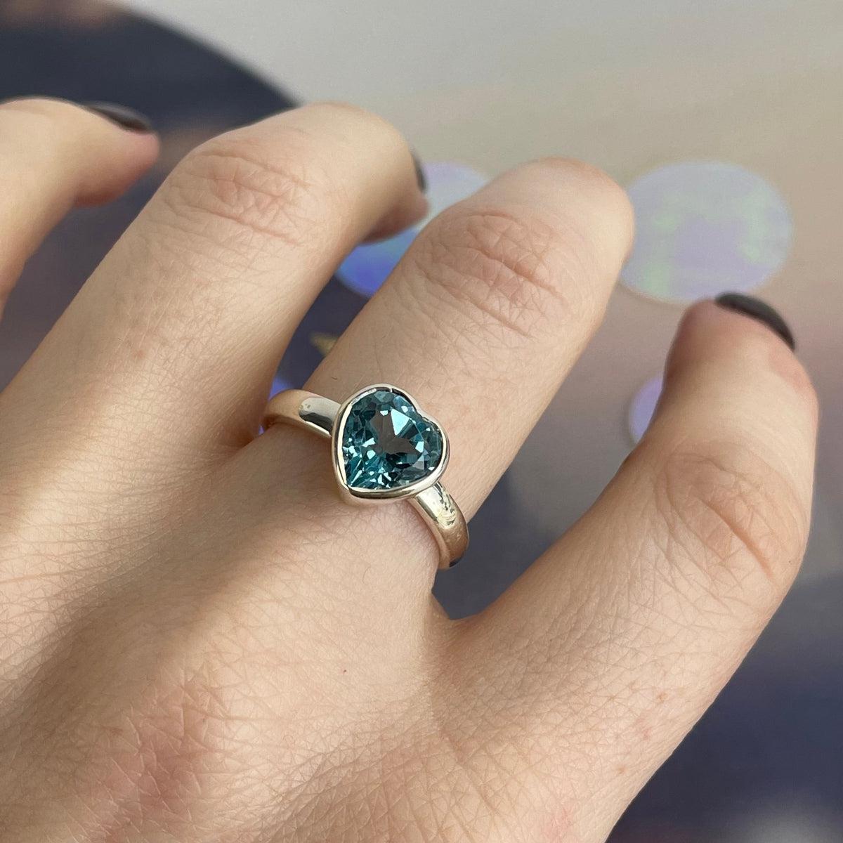 Crystal Silver Heart Ring