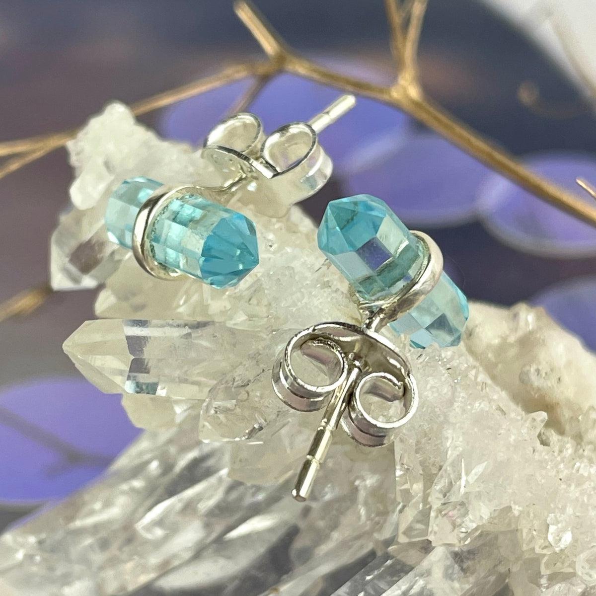 Blue Topaz Double Terminated Studs