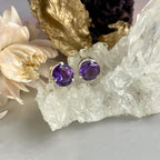 Amethyst Round Stud Earrings