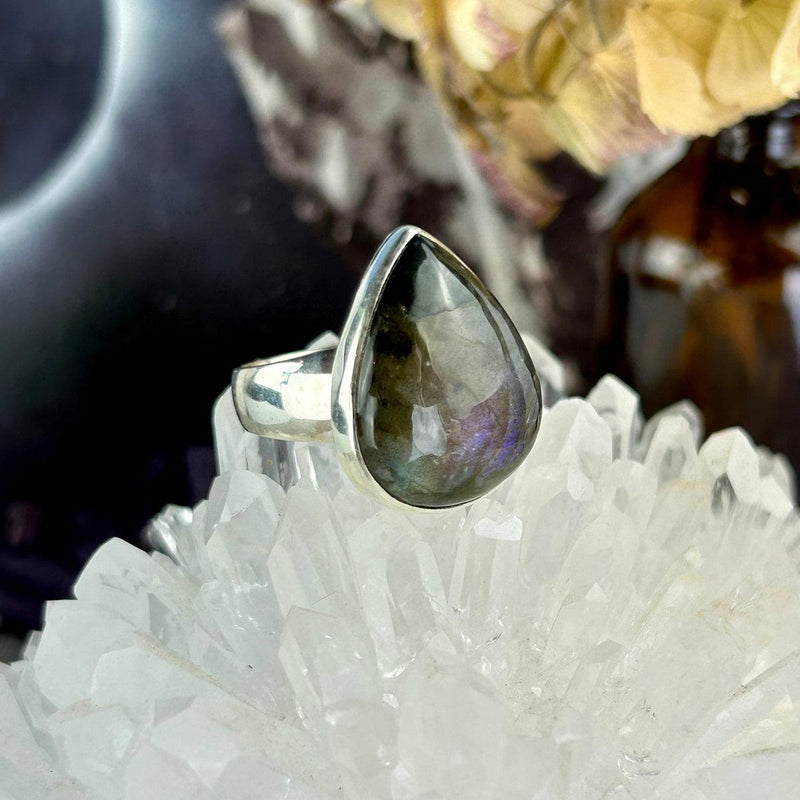 Purple And Green Labradorite Ring