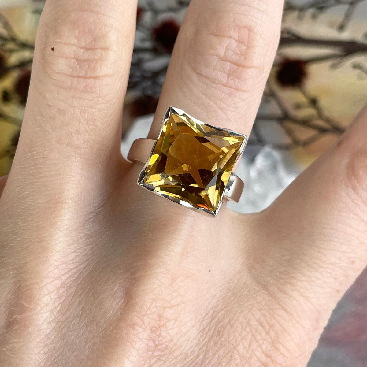 Citrine Square Cut Ring