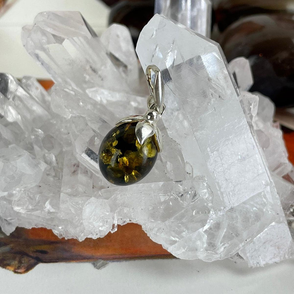 Green Baltic Amber Pendant