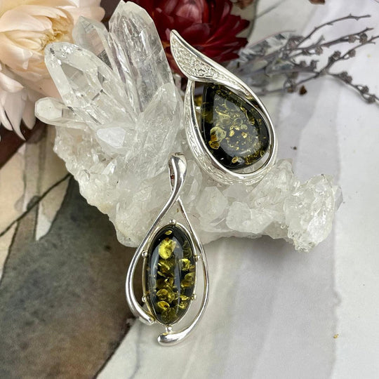 Baltic Green Amber Assorted Shape Pendants