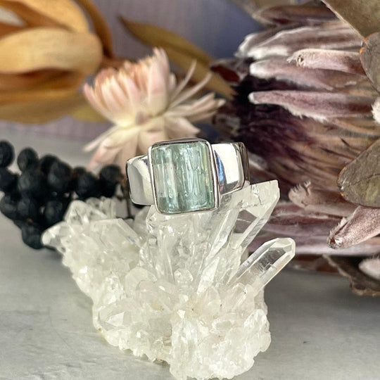 Aquamarine Raw Square Ring