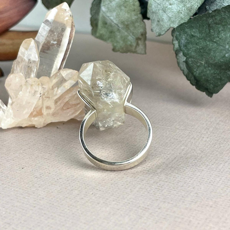 Double Point Crystal Ring