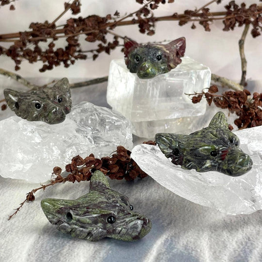 Dragon’s Blood Hand Carved Wolf Head