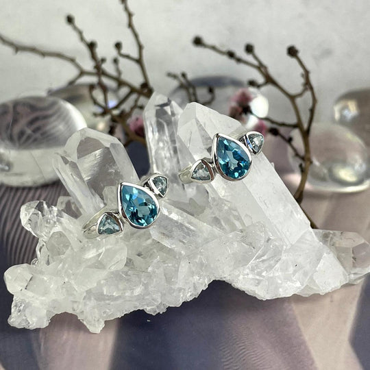 Blue Topaz Teardrop Ring
