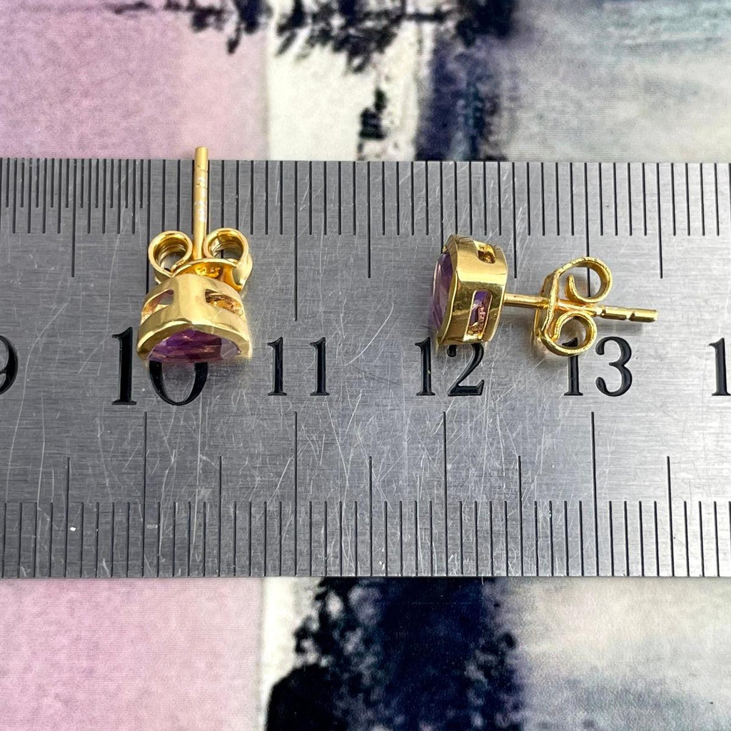 Triangle Amethyst Stud Earrings
