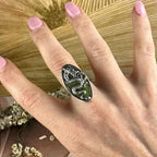 Silver Dragon And Green Stone Ring