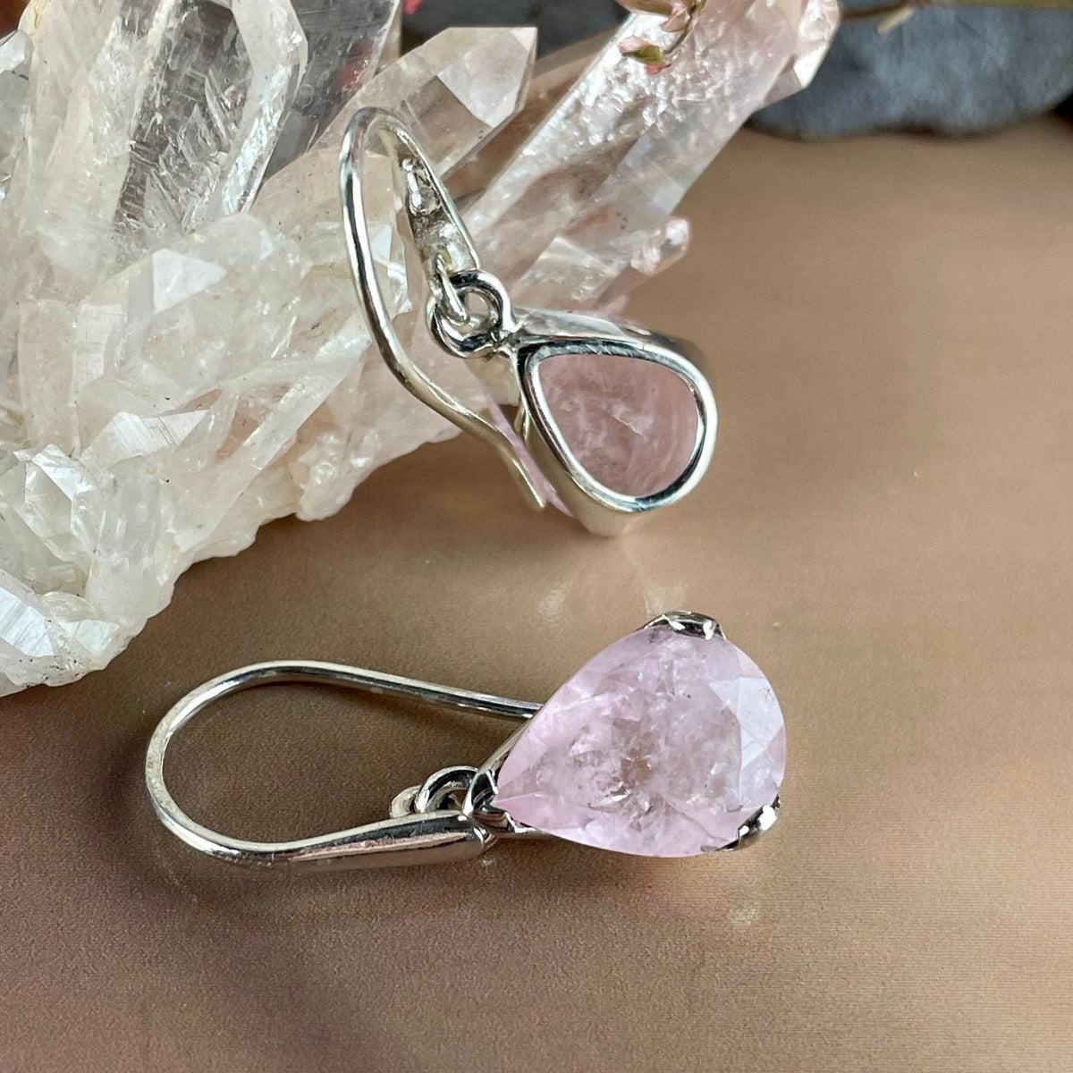 Pear Cut Morganite Silver Earrings
