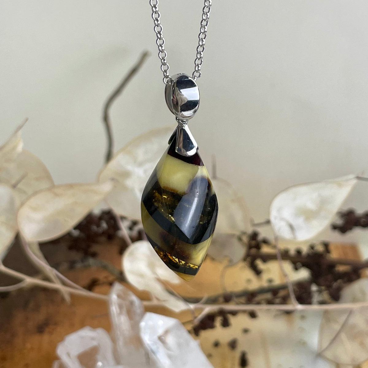 Amber Twist Drop Pendant