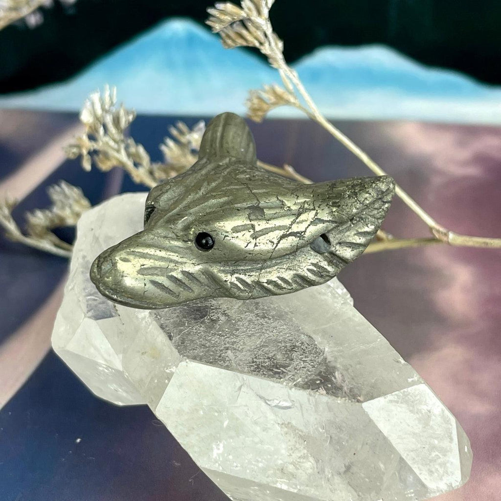 Pyrite Wolf Carving