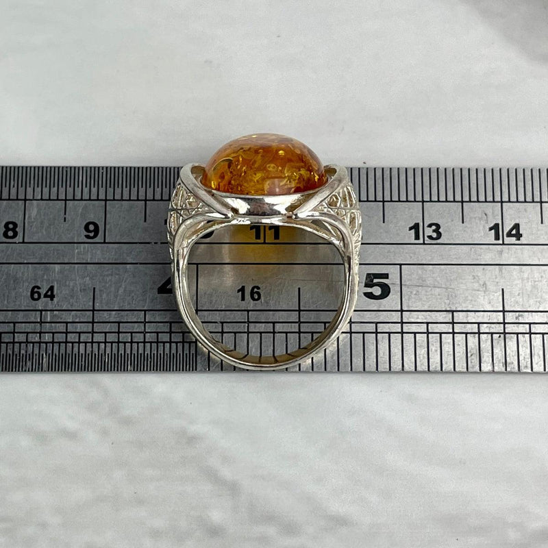 Amber Cabochon Ring