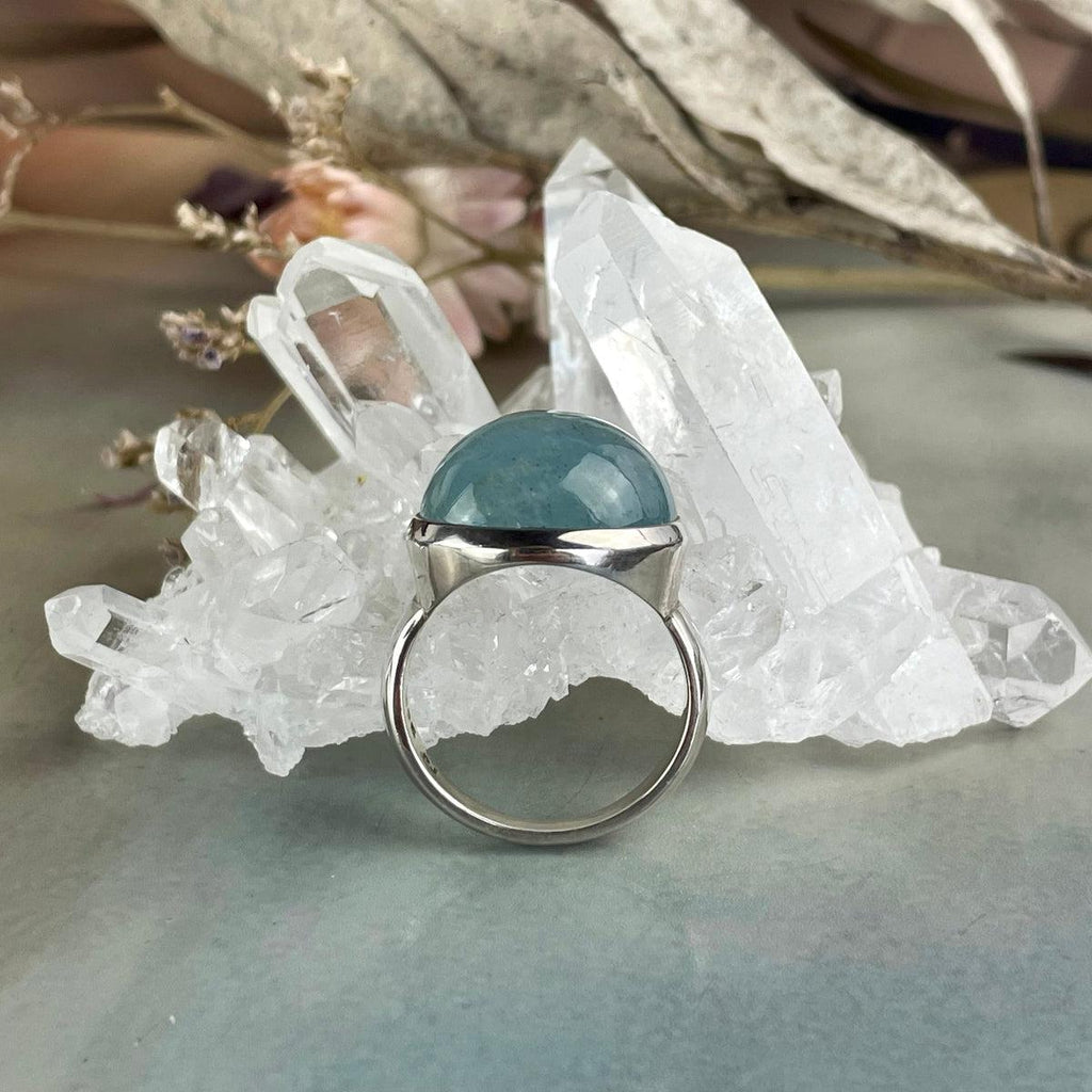 Blue Beryl Silver Ring