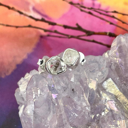 Herkimer Diamond Raw Stud Earrings