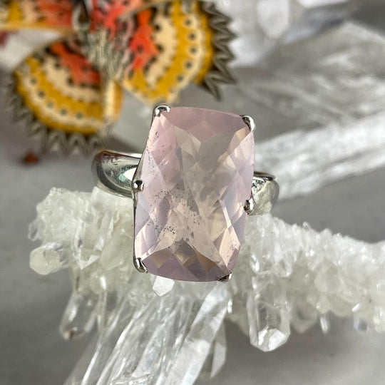 Rose Quartz Rectangle Ring