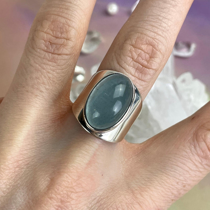 Aquamarine Cabochon Silver Ring