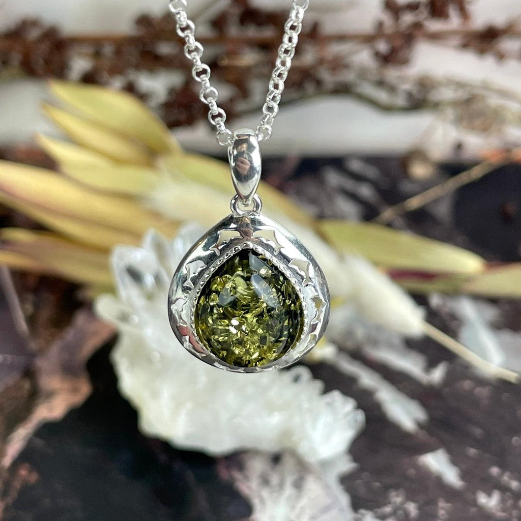 Green Amber Teardrop Jewellery