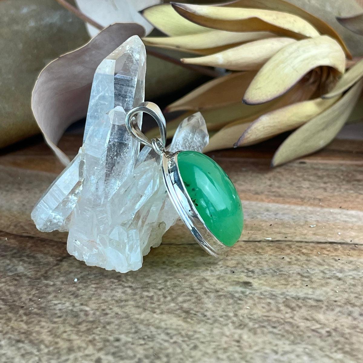 Chrysoprase Sterling Silver Pendant