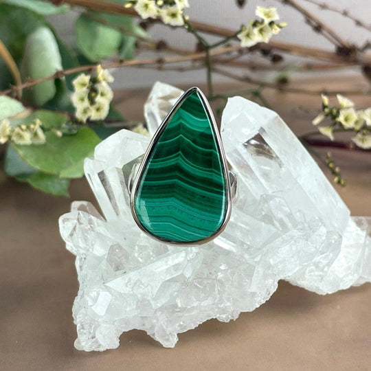 Malachite Teardrop Ring