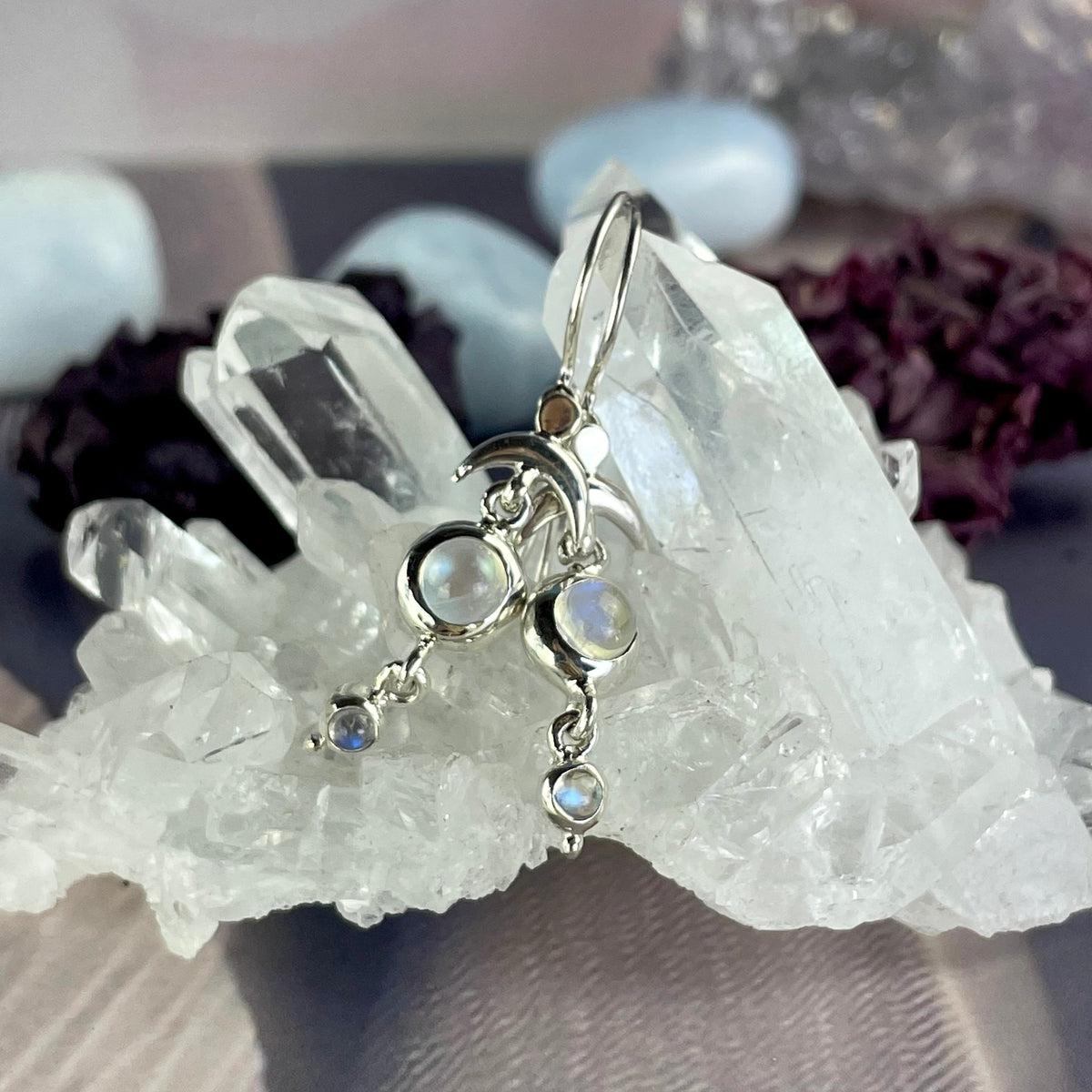 Rainbow Moonstone Drop Earrings