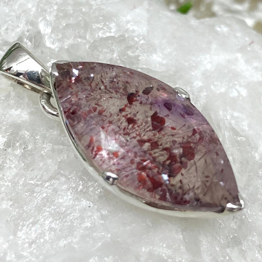 Quartz with Lepidocrocite and Goethite Inclusions Marquise Pendant