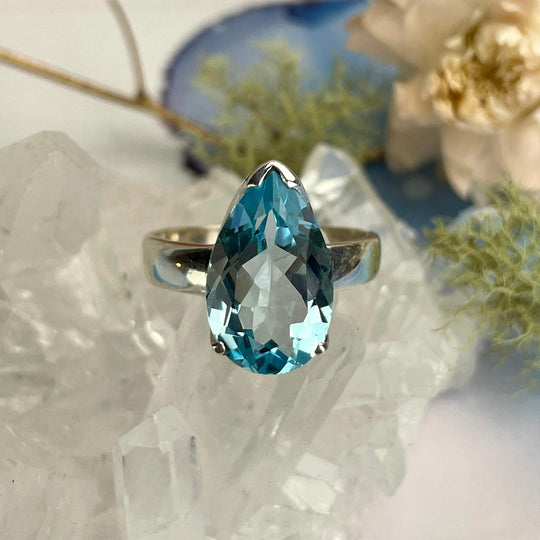 Blue Topaz Teardrop Ring