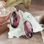 Long Oval Rhodonite Earrings