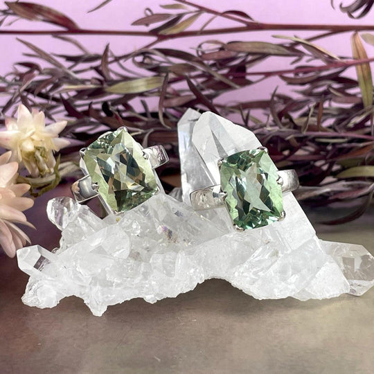 Green Amethyst Rectangle Ring