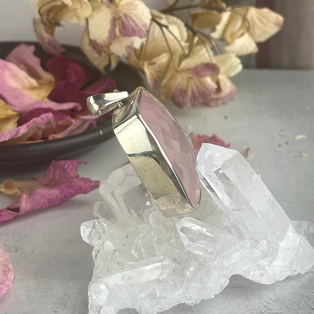 Large Rectangular Rose Quartz Pendant