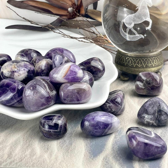 Chevron Amethyst Tumbled Stones