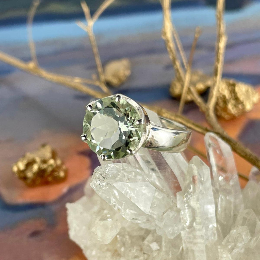 Round Green Amethyst Ring