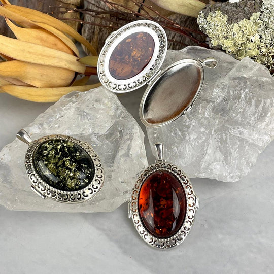 Baltic Amber Oval Locket Pendant