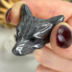 Silver Wolf Crystal Carving