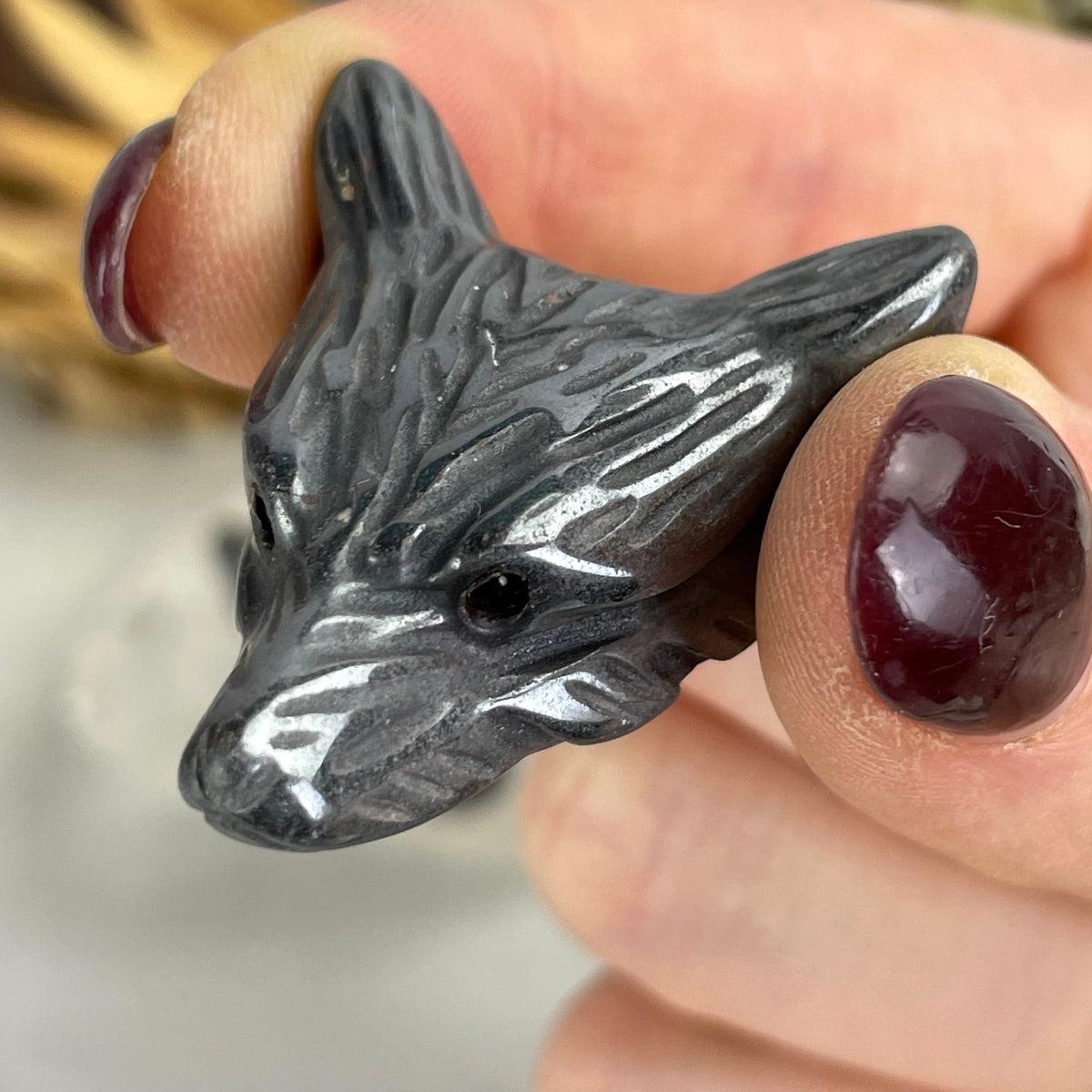 Silver Wolf Crystal Carving