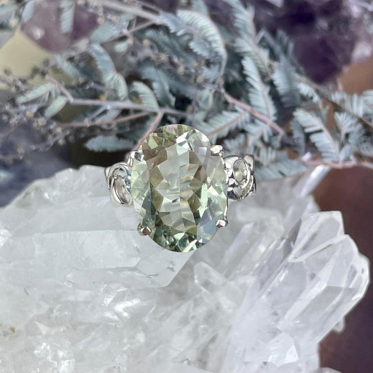 Green Amethyst Ornate Band Ring
