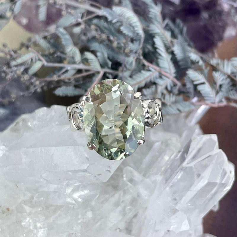 Green Amethyst Ornate Style Ring