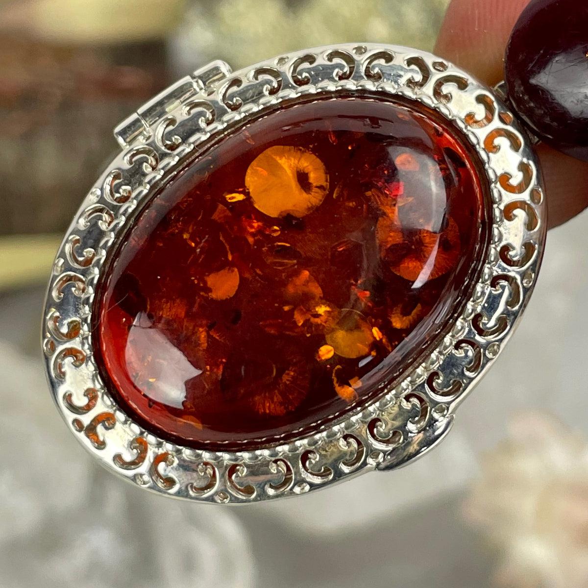 Sterling Silver Amber Locket
