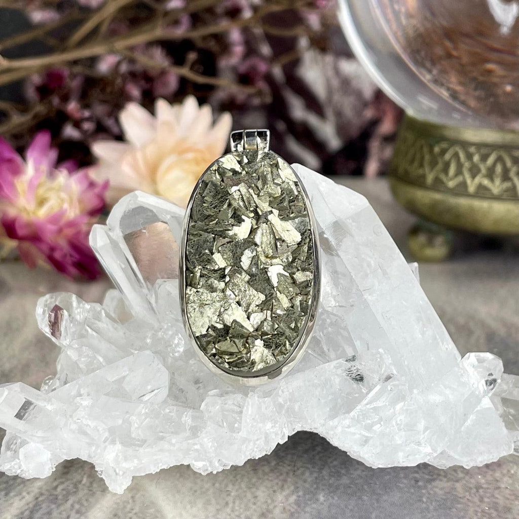 Gold Pyrite Oval Pendant