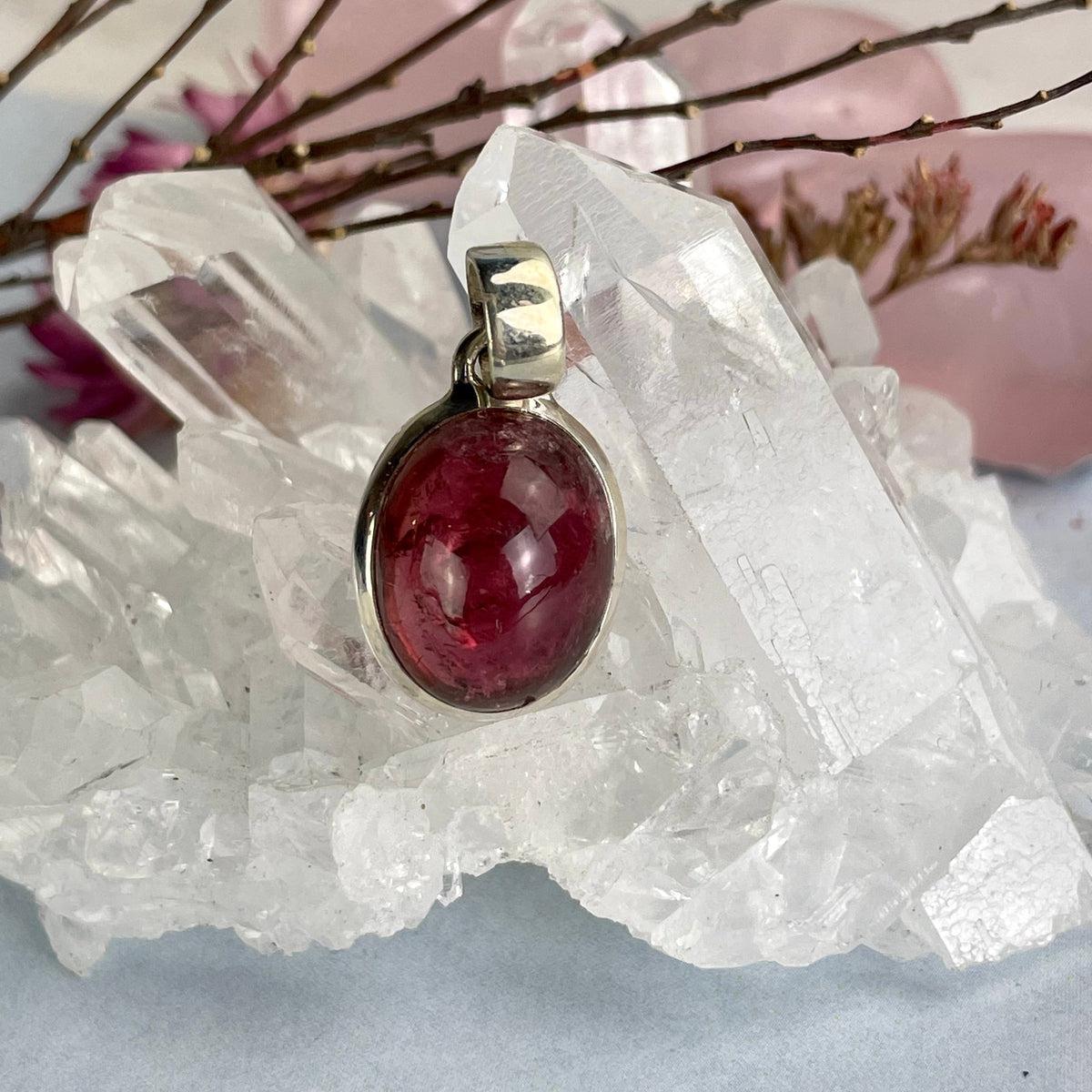 Watermelon Tourmaline Oval Pendant