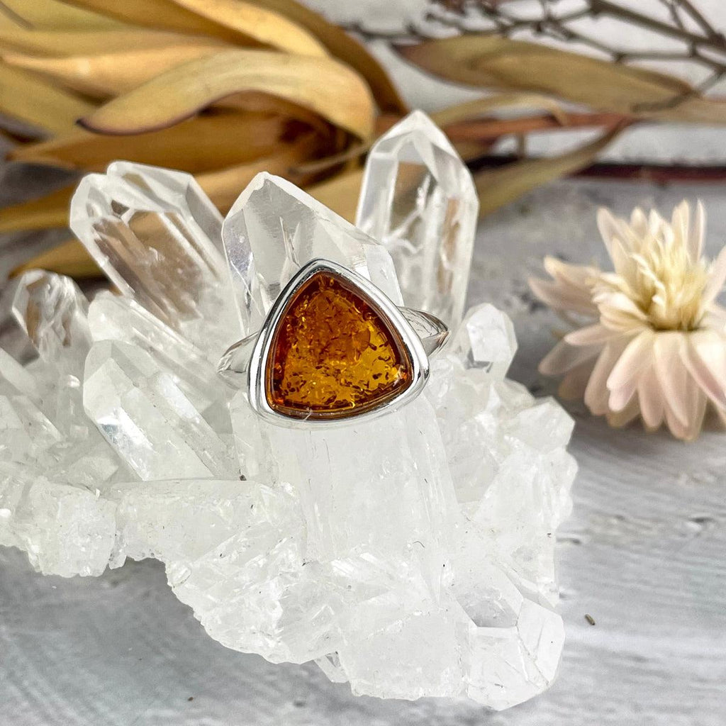 Amber Cabochon Ring