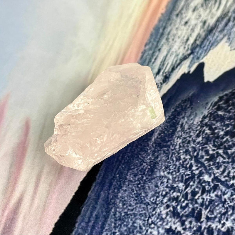Rough Morganite With Aquamarine Chip