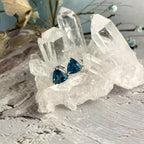 Swiss Blue Topaz Trillion Cut Stud Earrings