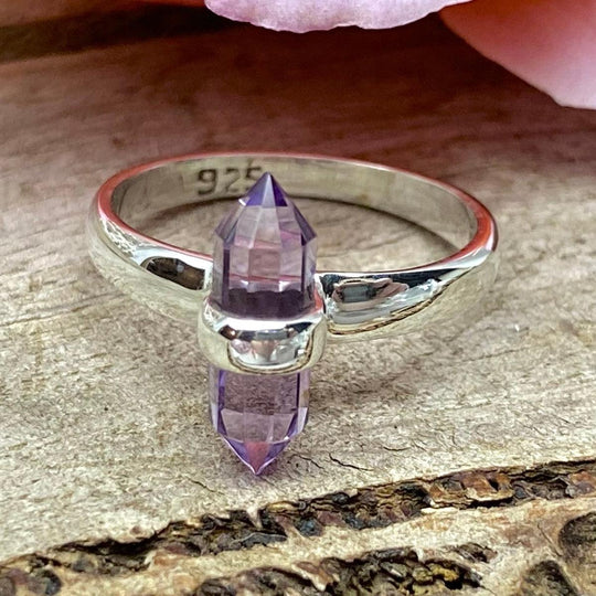 Amethyst Double Terminated Point Ring