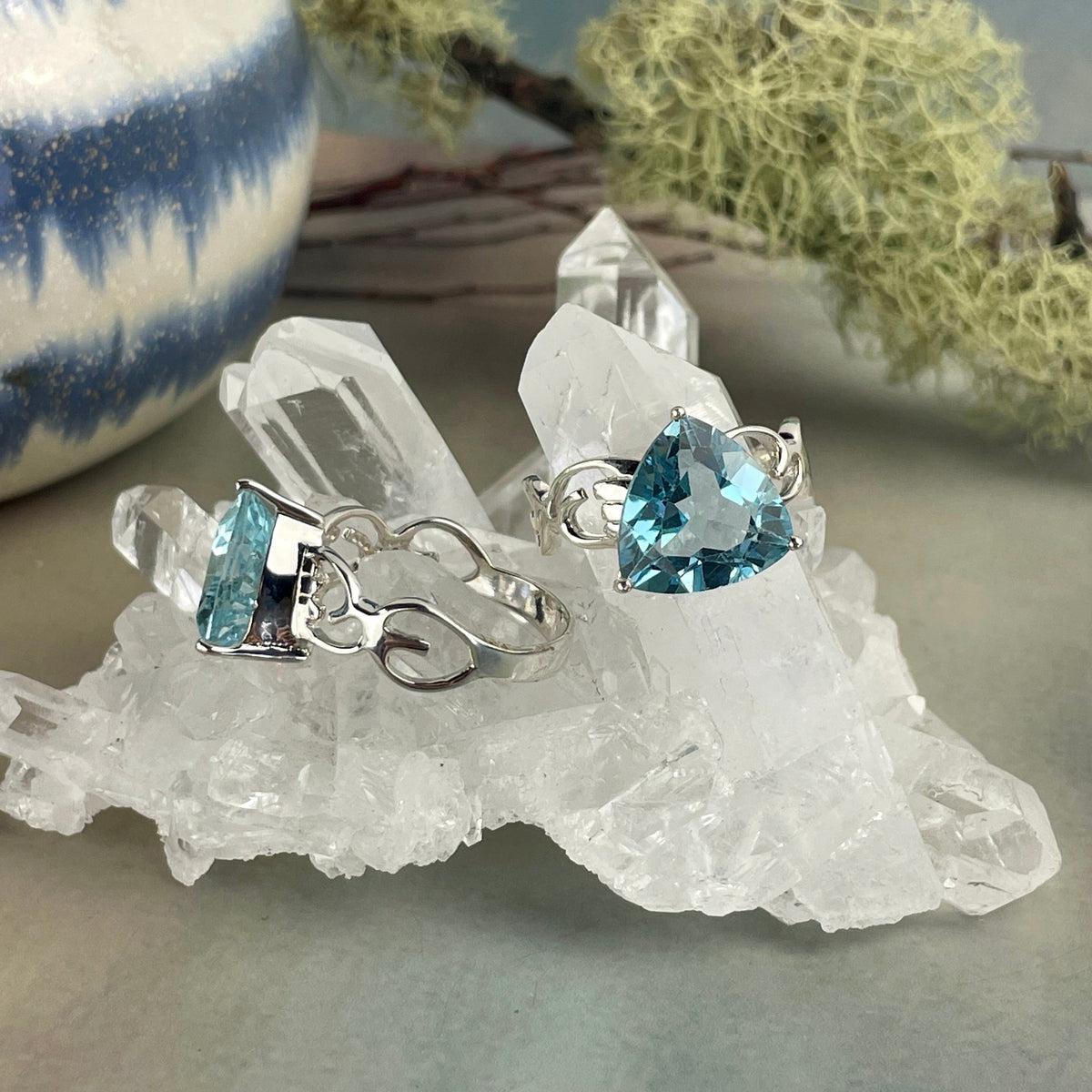 Blue Topaz Trillion Cut Ring