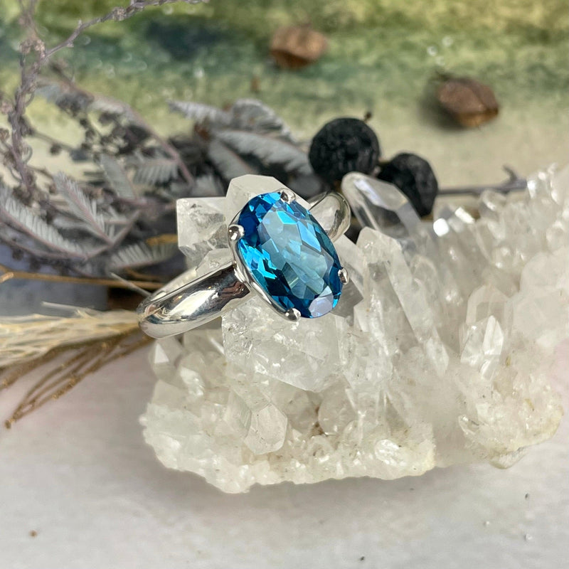 Swiss Blue Topaz Oval Ring