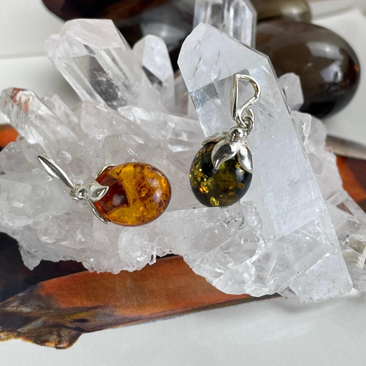 Amber Flower Bud Pendant