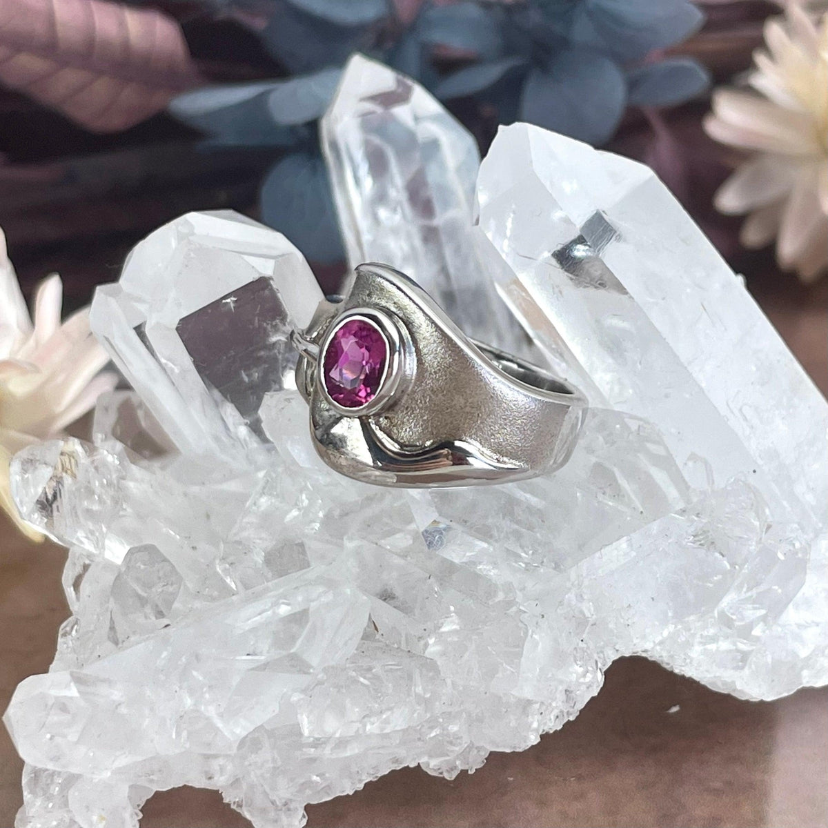 Pink Gemstone Silver Ring