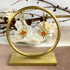 Orange Gemstone Gold Earrings